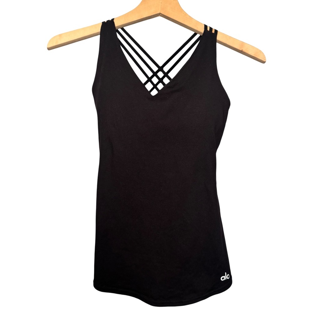 ALO Yoga Black Strappy V-Neck Tank Top Size XS